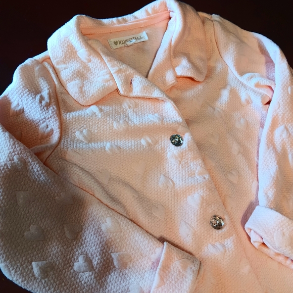 Nannette Baby Dress Coat Bling Buttons Long Baby Pink Hearts Collar Warm - Picture 4 of 7